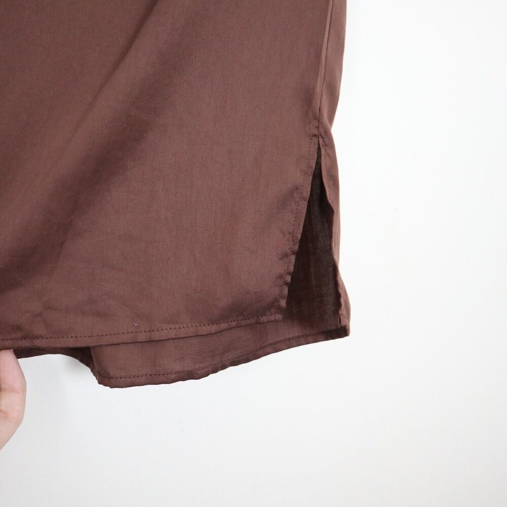 L'Academie Size S Pajama Pant Brown Tencel Satin Pull On Wide Leg - Picture 7 of 10
